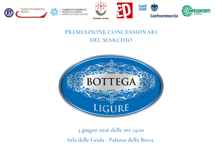 3 giugno - Premiazione delle prime 100 imprese certificate “Bottega Ligure”