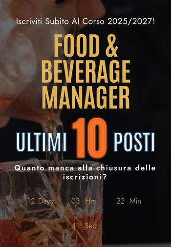 Fino al 17 dicembre proroga : Iscrizioni aperte al corso dell’ITS Turismo Liguria- profilo Food&Beverage Manager