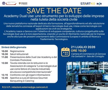 21 luglio - Academy Dual Use: uno strumento per lo sviluppo delle imprese nella tutela della società civile