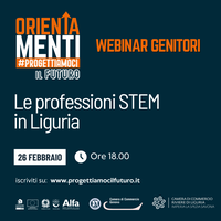 26 febbraio Webinar Orientamenti - #Progettiamocilfuturo in collaborazione con le Camere di commercio di Genova e Riviere di Liguria