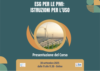 30 settembre 2025 - Presentazione Corso ESG per le PMI: istruzioni per l'uso