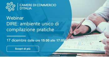 17 dicembre 2021 - Webinar "DIRE -  ambiente unico di compilazione pratiche"