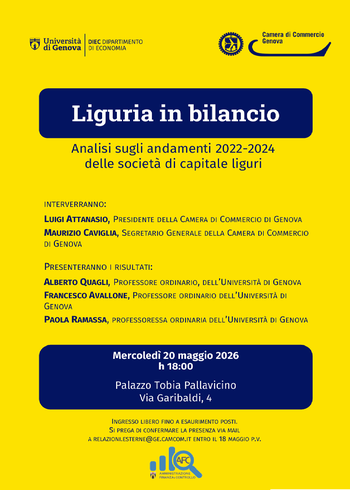 Liguria in bilancio - Presentazione dell'analisi sugli andamenti 2022-2024 delle società di capitale liguri