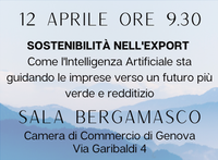 12 aprile 2023 - Seminario: Sostenibilità nell'export: come l'intelligenza artificiale sta guidando le imprese verso un futuro più verde e redditizio