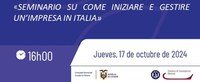 17 ottobre 2024 - Seminario "Come iniziare e gestire un'impresa in Italia"