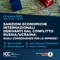 22 marzo 2022 - Webinar: Sanzioni Economiche Internazionali derivanti dal conflitto Russia/Ucraina: quali conseguenze per le imprese?