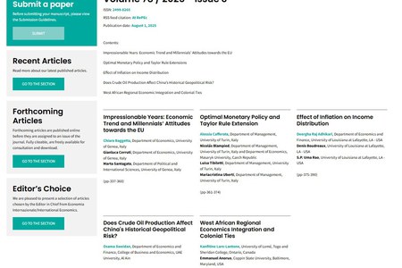 1  agosto 2025 - online la terza uscita di Economia Internazionale/International Economics