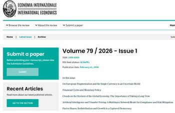 12 febbraio - online il primo numero anno 2026 di Economia Internazionale/International Economics