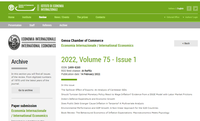 15 Febbraio 2022 - Online la prima uscita del 75° volume di Economia Internazionale