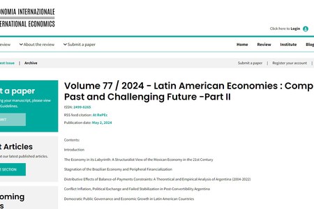 2 maggio 2024 - onine il secondo numero di Economia Internazionale/International Economics