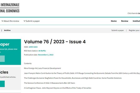 2 novembre 2023 - Online la quarta uscita di Economia Internazionale/International Economics