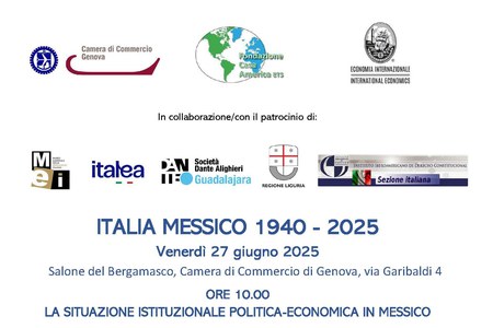 27 giugno 2025 ore 09.30 - ITALIA - MESSICO 1940-2025