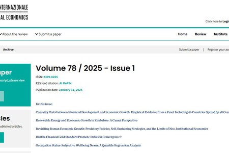 3 febbraio - online il primo numero del 2025 di Economia Internazionale/International Economics