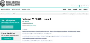 3 febbraio - online il primo numero del 2025 di Economia Internazionale/International Economics