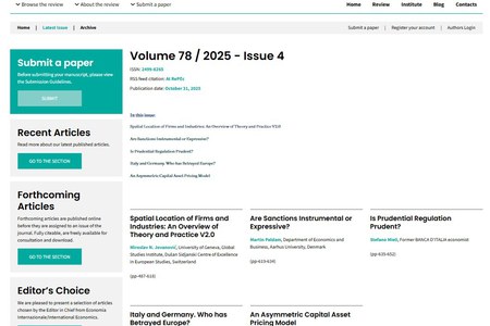 31 ottobre - online il numero di novembre di Economia Internazionale/International Economics