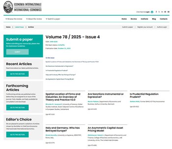 31 ottobre - online il numero di novembre di Economia Internazionale/International Economics