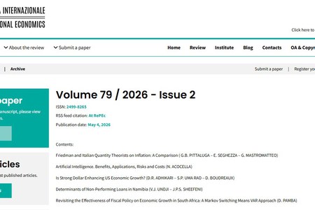 4 maggio 2026 - online il secondo numero di Economia Internazionale/International Economics